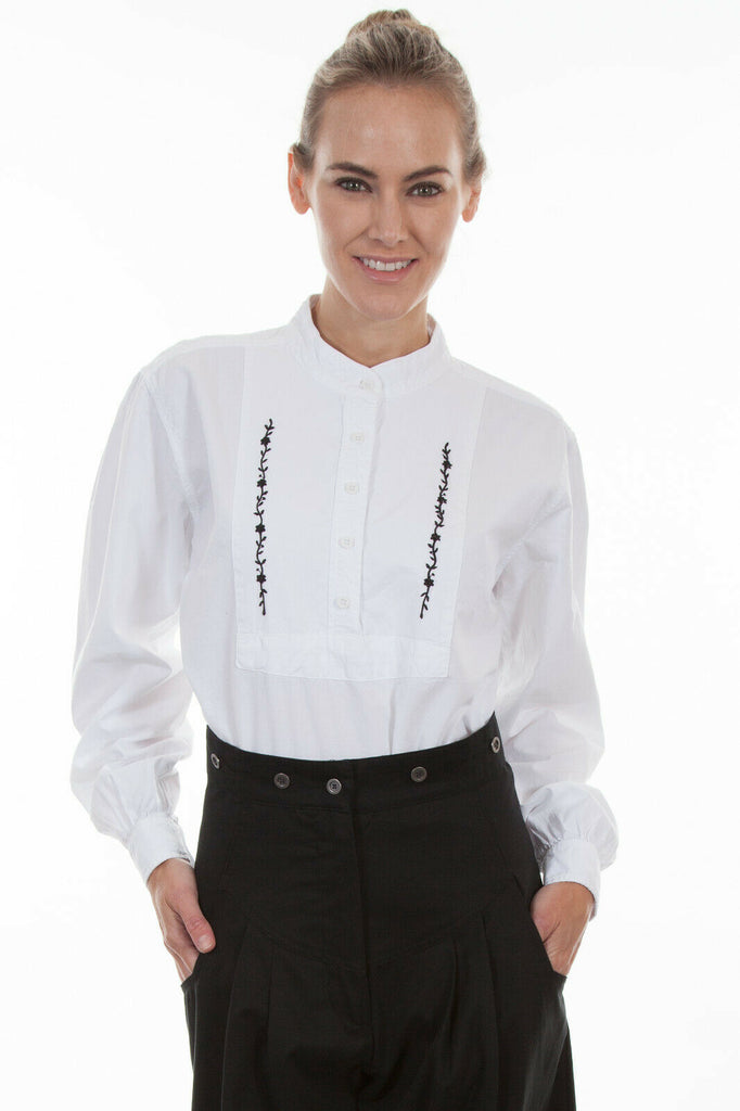 Scully Rangewear Women's 100% Cotton Long Sleeve Floral Bib Western Shirt RW579