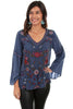 Scully Women's Embroidered Blouse with Bell Sleeves HC571