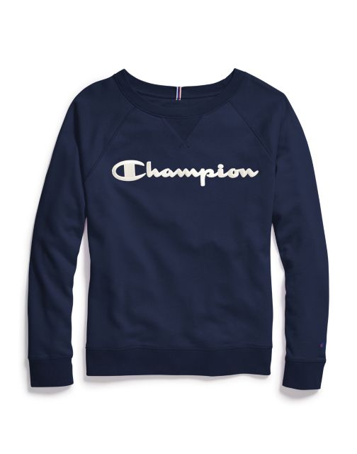 Women's Plus Heritage French Terry Crew, Satin Stitch Logo