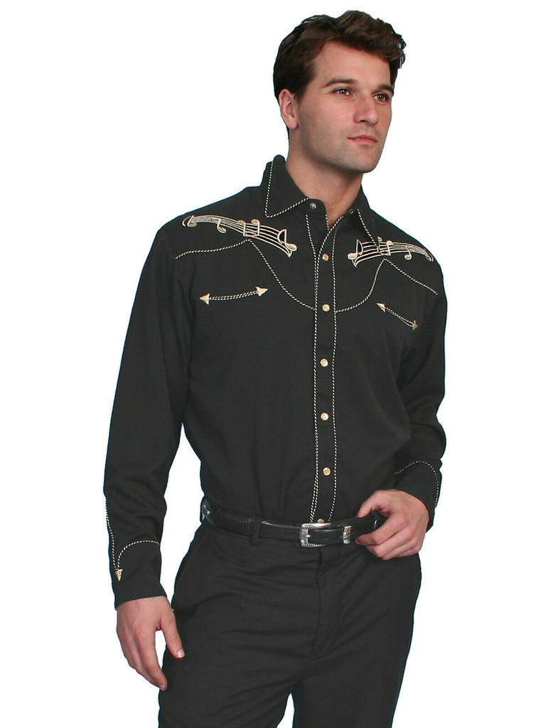 Scully Western Big Men's Polyester L/S Musical Notes Western Shirt P-627X