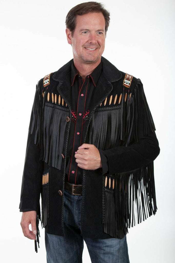 Scully Leather Mens Boar Suede Fringe Mountain Man Jacket 902