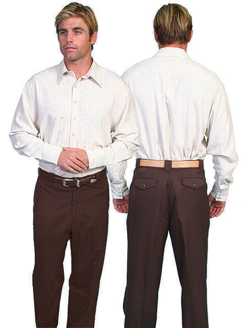 Scully Men's Western Poly Blend Front Zip Solid Trouser Pants P-708