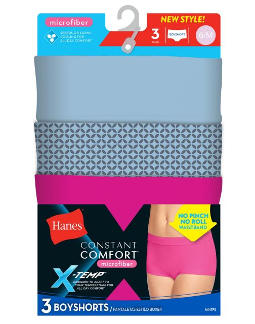 Hanes X-Temp® Constant Comfort® Women's Microfiber Boyshort Panties 3-Pk MI47P3