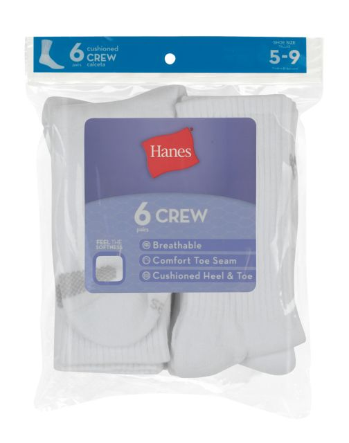 Hanes Women's Cool Comfort® Crew Socks 6-Pack 683V6