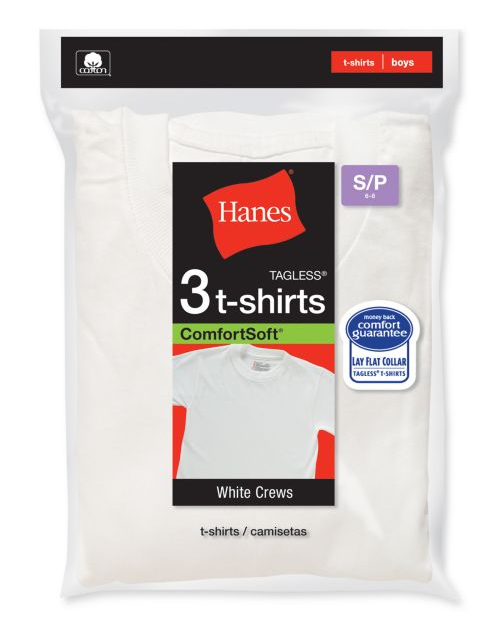 Hanes ComfortSoft® Tagless® Boys' Crewneck T-Shirt 3-Pack B2138