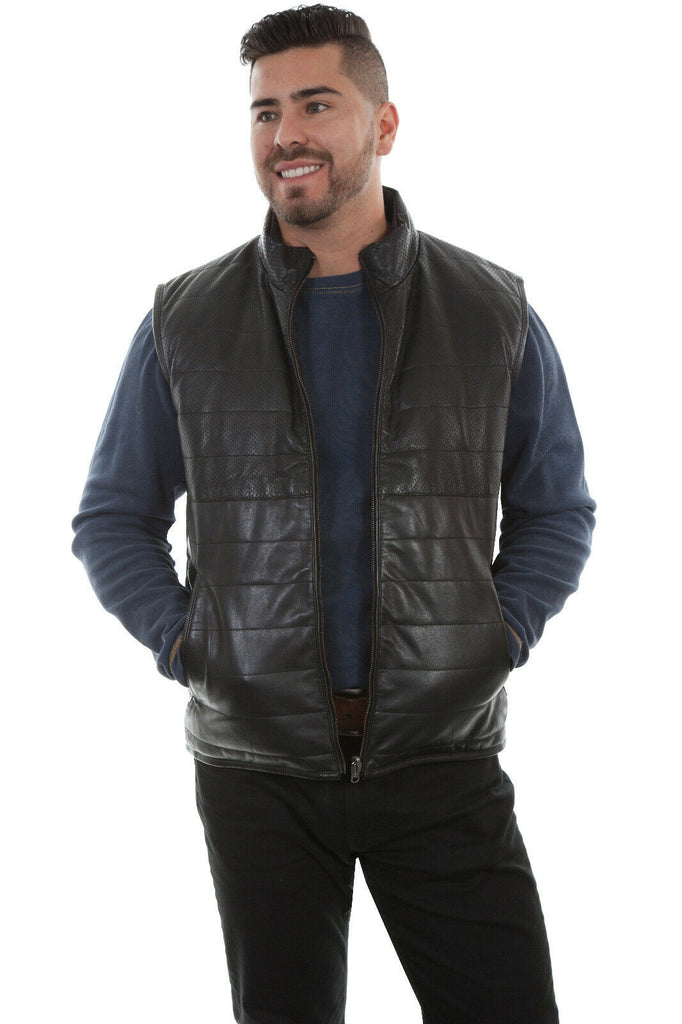 Scully Men's Lamb Leather Reversible Ribbed Vest 1003