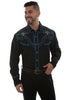 Scully Men's Poly/Rayon Western Cross Long Sleeve Shirt P-882