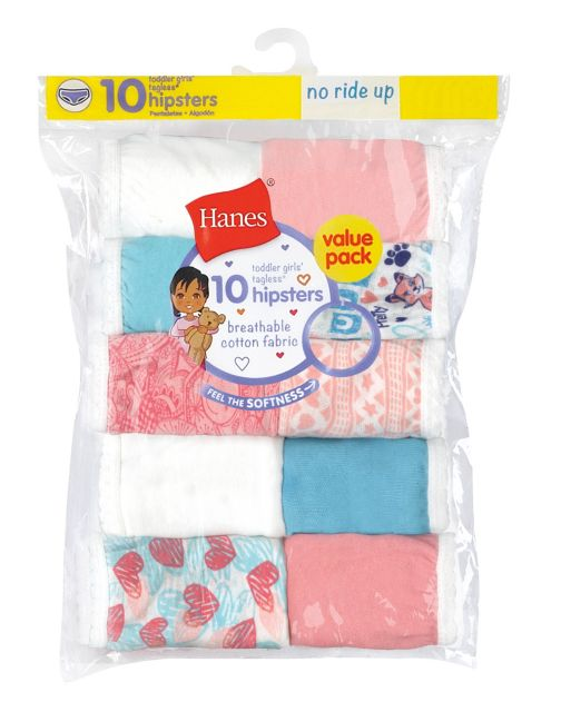 Toddler Girls' Briefs Cotton Hipsters 10-Pack