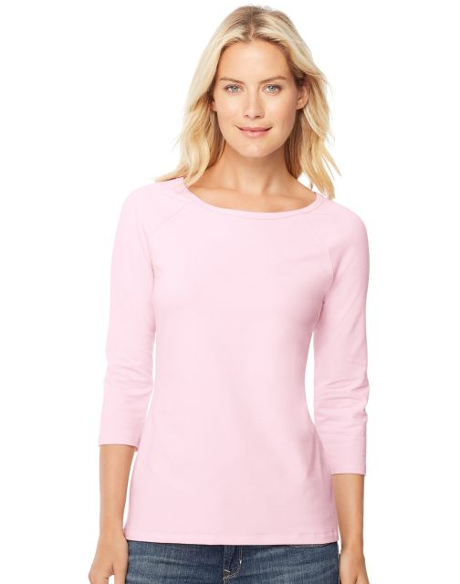 Hanes Stretch Cotton Women's Raglan Sleeve Tee O9343