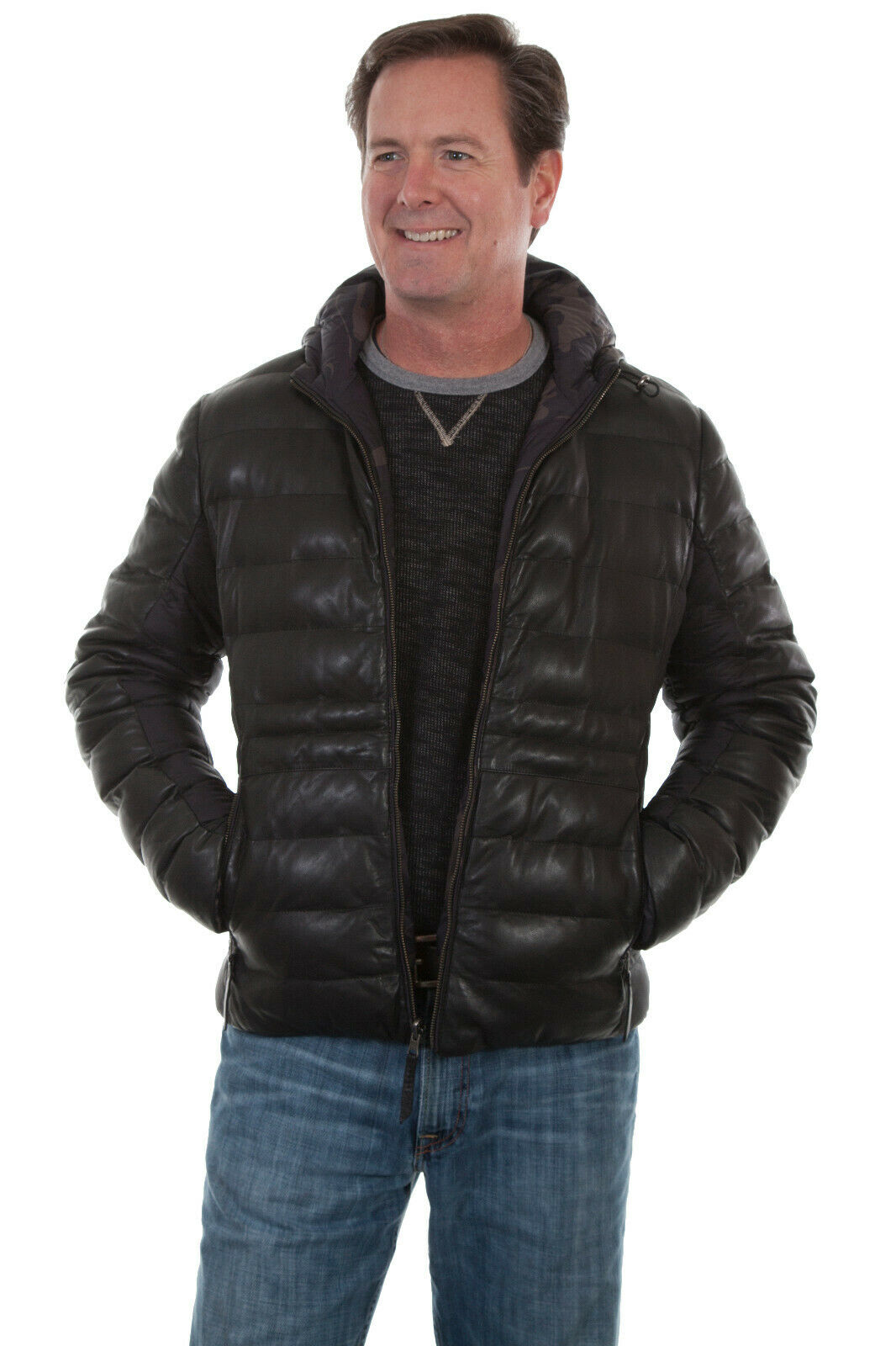 Scully Men's Leather Reversible Ribbed Jacket 1017