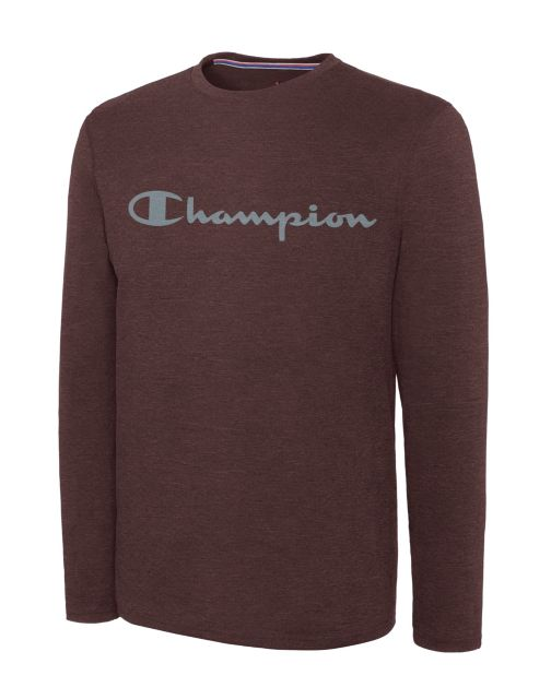 Double Dry® Men's Heather Long-Sleeve Tee, Script Logo