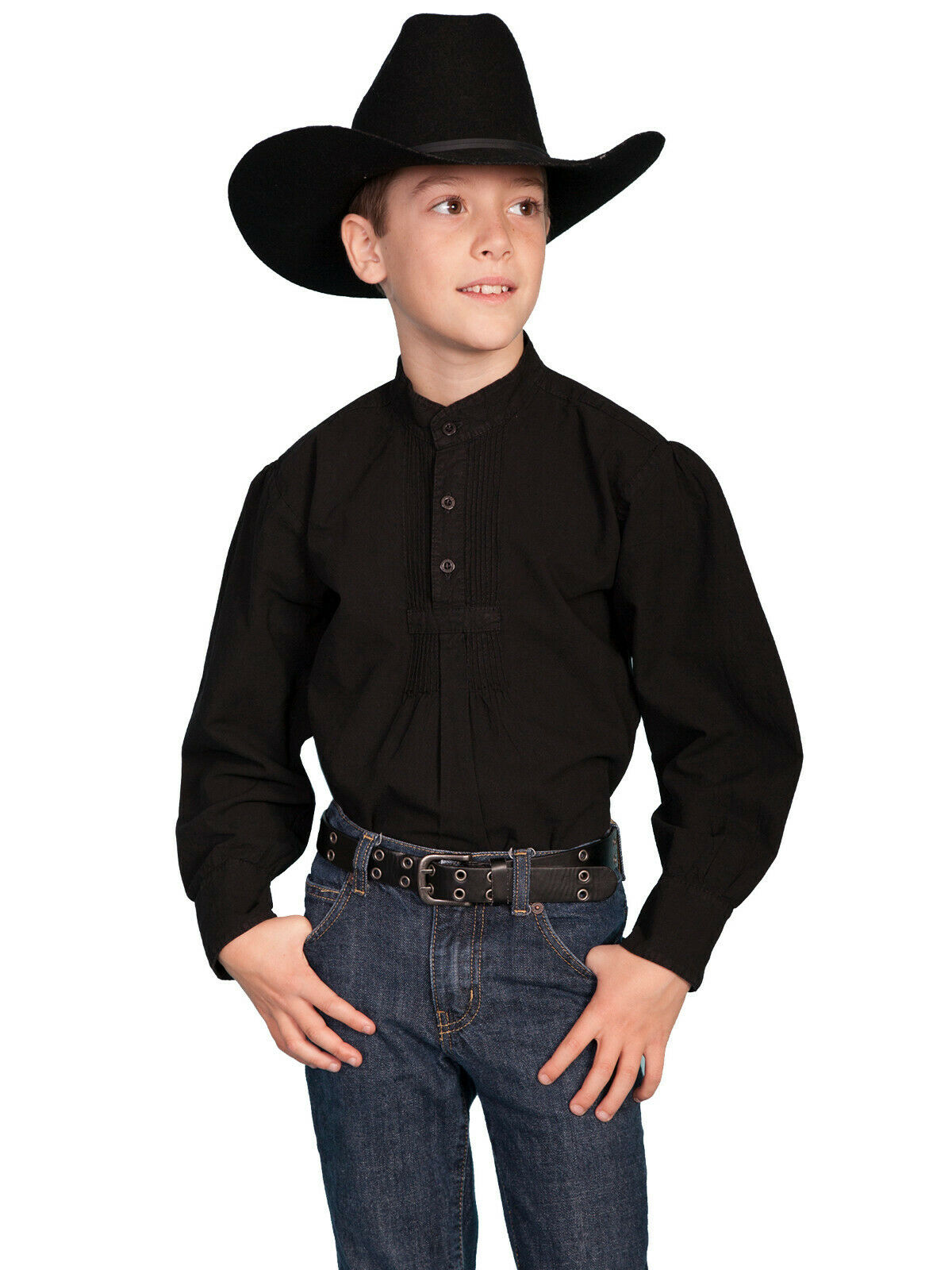 Scully Rangewear Boys 100% Cotton L/S Pullover Pleated Front Shirt 500020K