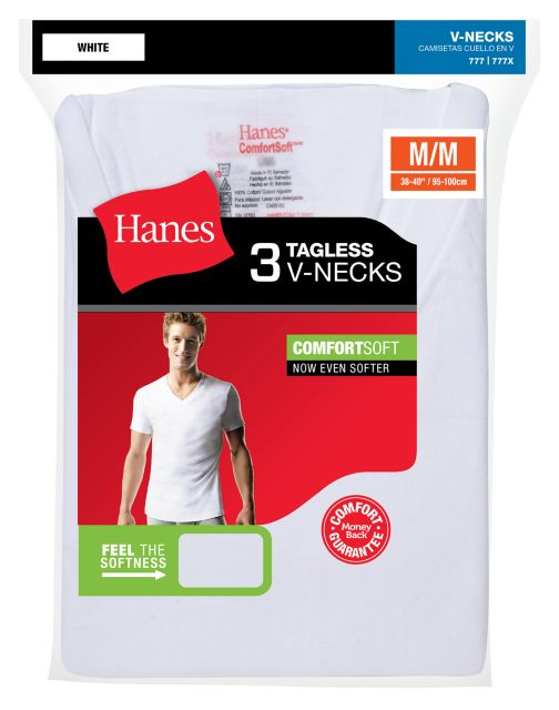 Hanes Men's ComfortSoft® V-Neck Undershirt 3-Pack 777