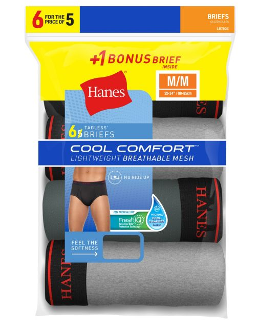 Hanes Men's FreshIQ™ Cool Comfort™ Breathable Mesh Sport Brief 6-Pack LB780Z