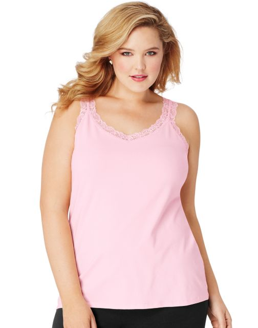 JMS Stretch Jersey Lace Trim Tank OJ314