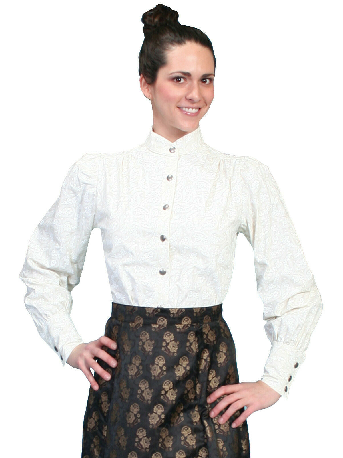 Scully Women's Wahmaker Stand Up Collar Blouse 100% Cotton Long Sleeve 710070