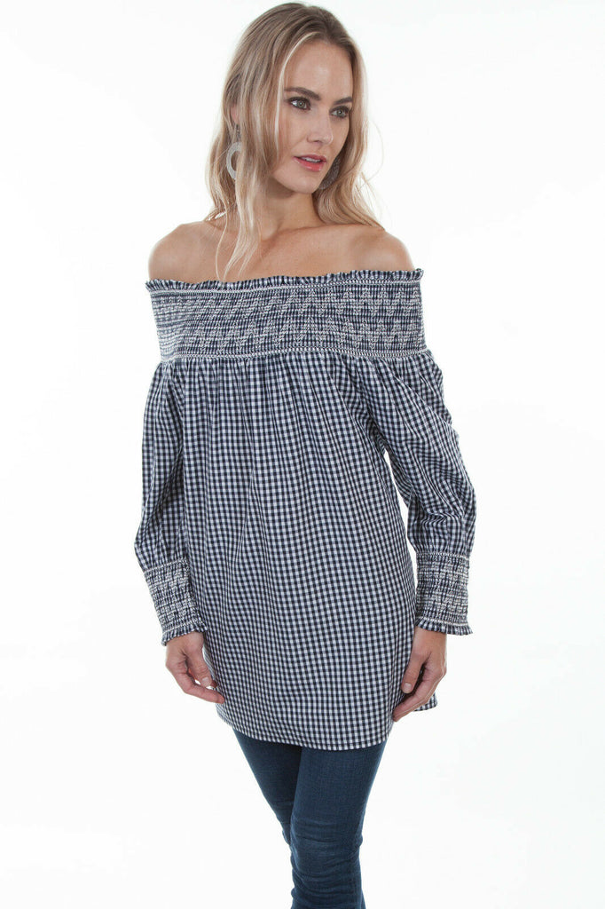 Scully Women's Black/White Long Sleeve Blouse HC353