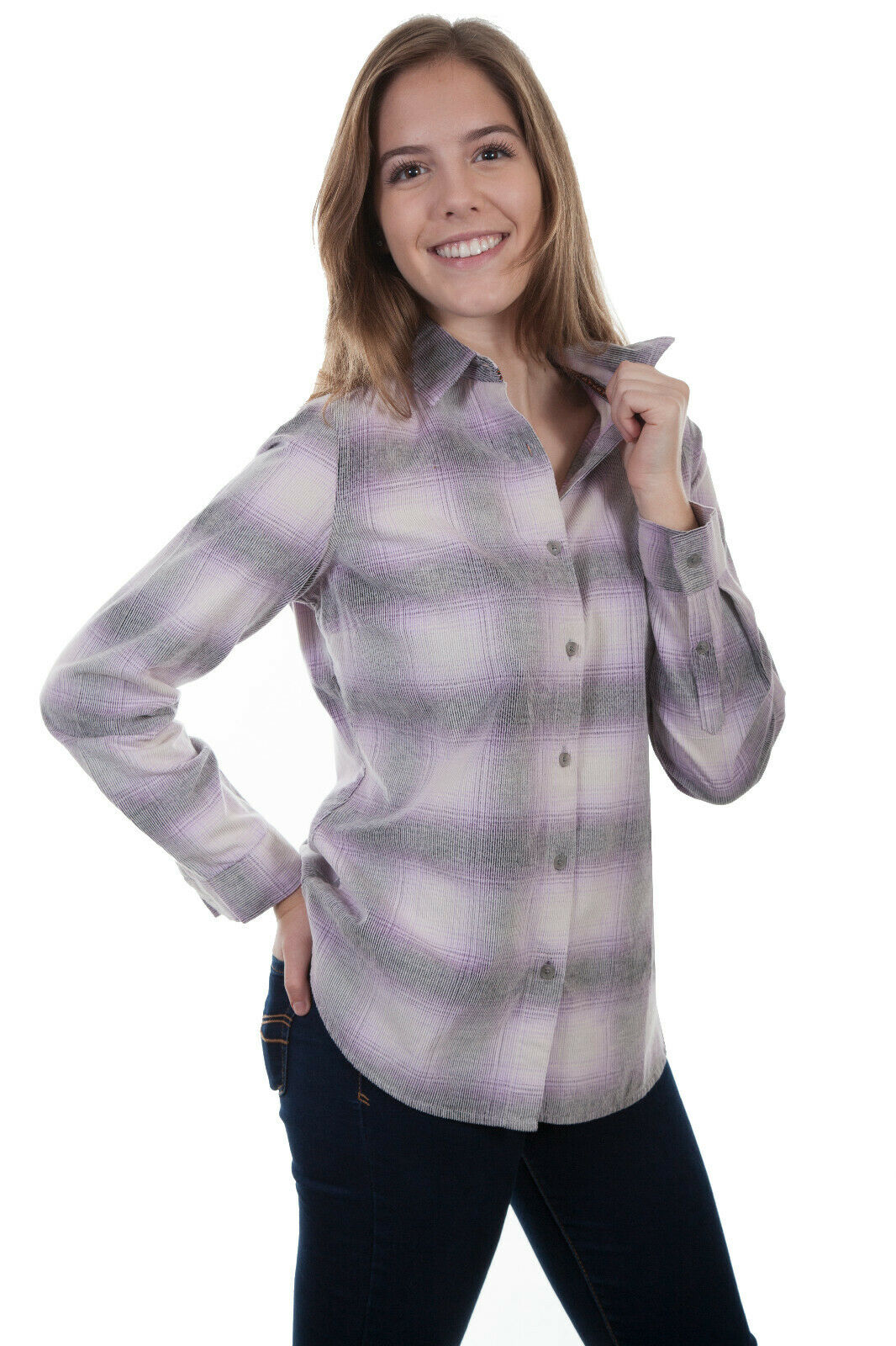 Scully Women's Cotton Plaid Long Sleeve Shirt HC446