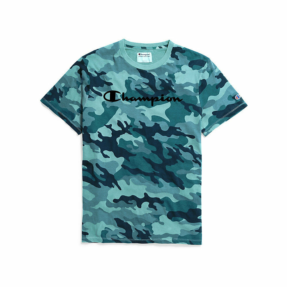 Champion Men's Vintage Dye Tee, Flocked Script Logo T3332P 549920