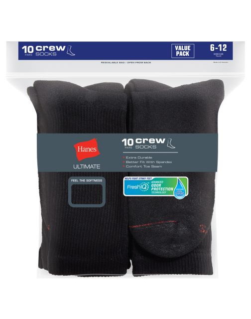 Hanes Ultimate® Men's Cushion Crew Socks 10-Pack 84U10