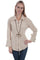 Scully Womens Khaki 100% Cotton Pleated Long Sleeve Blouse PSL-186