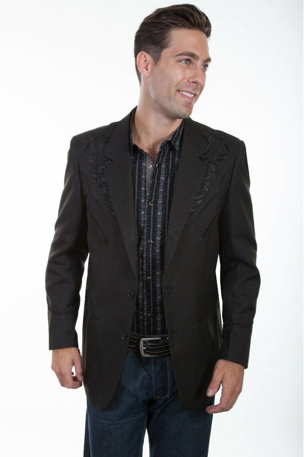 Scully Western Big & Tall Men's Polyester Floral Tone Embroidered Blazer P-733LX