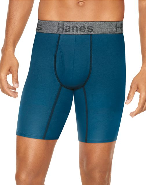 Men's Comfort Flex Fit® Ultra Soft Cotton Stretch Long Leg Boxer Briefs 4-Pack
