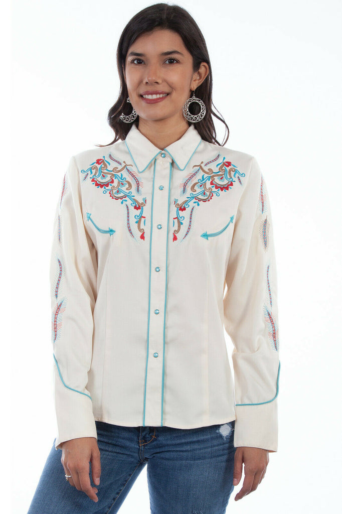Scully Women's Embroidered Long Sleeve Western Shirt PL-878