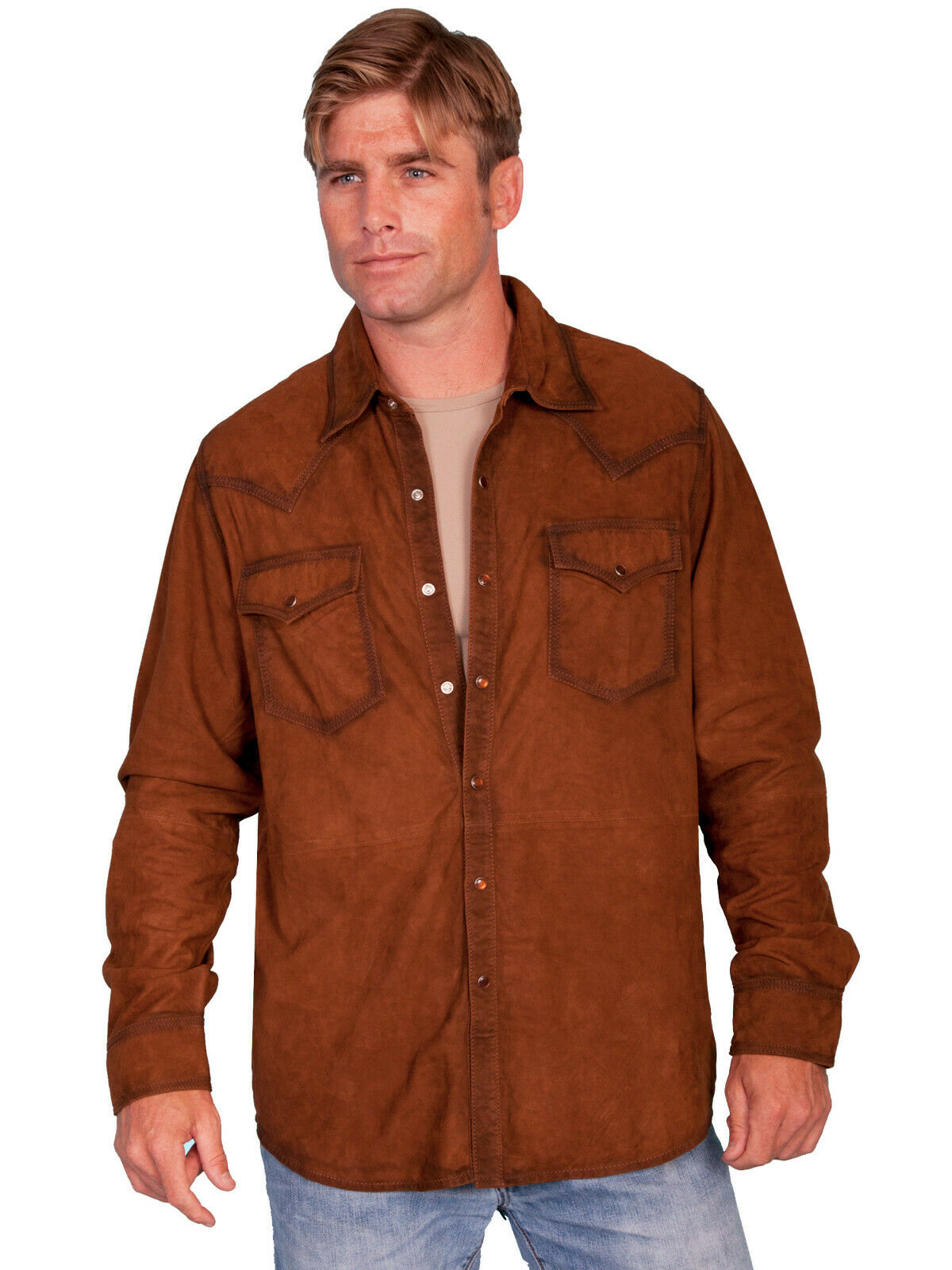 Scully Leather Men's Western Long Sleeve Suede Shirt Snap Front 78