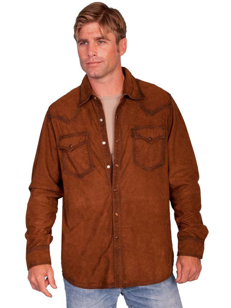 Scully Leather Men's Western Long Sleeve Suede Shirt Snap Front 78