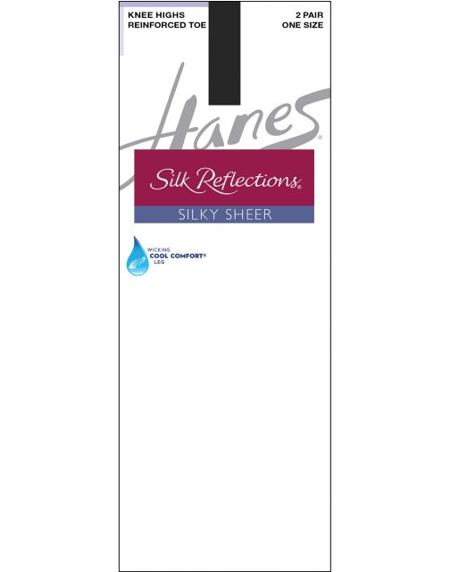Hanes Silk Reflections Silky Sheer Knee Highs with Reinforced Toe 2-Pack 775