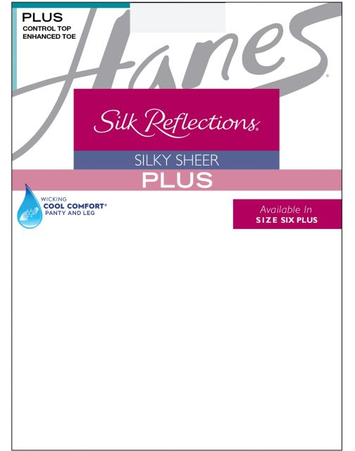 Hanes Silk Reflections Plus Sheer Control Top Enhanced Toe Pantyhose 00P16