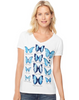 Hanes Women's Butterfly Collection Short-Sleeve V-Neck Graphic Tee GT9337 Y06594