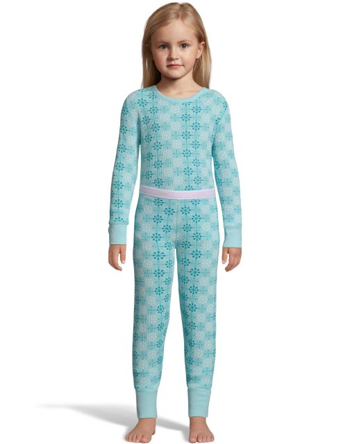 Hanes Girls' Print Waffle Knit Thermal Set 125701
