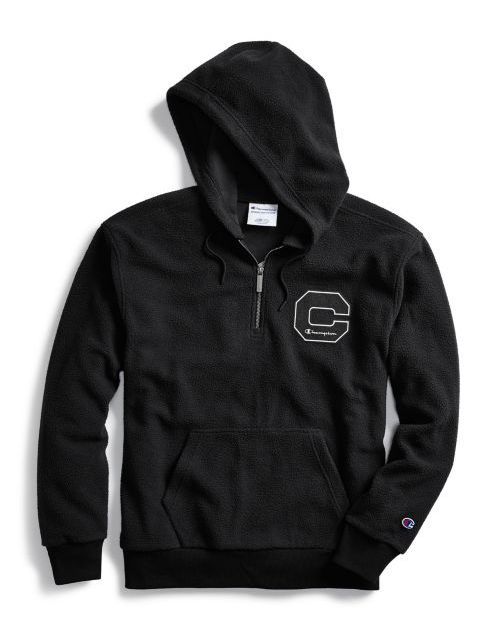 Men's Heritage Sherpa Quarter Zip Hoodie, Felt Block C Logo