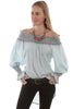 Scully Womens Viscose Smocked Longsleeve Blouse HC408