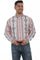 Scully Men's Red/White/Blue 100% Cotton Southwest Long Sleeve Shirt PS-224