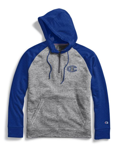 Men's Stadium Fleece Quarter Zip Hoodie, Clear Gloss C Logo