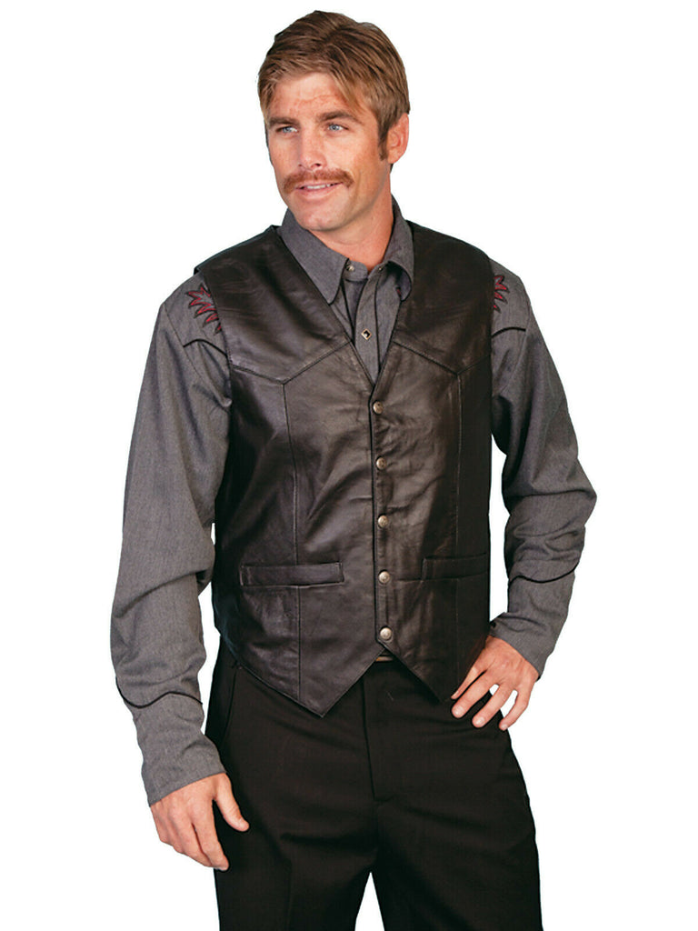 Scully Leather Men's Lambskin or Suede Snap Vest 507