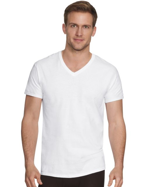Hanes Ultimate™ Men's Comfort Fit White V-Neck Undershirt 4-Pack UFT2W4