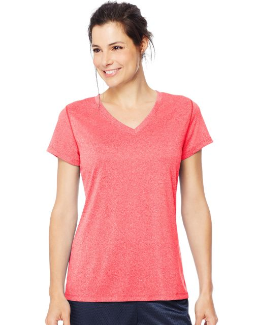 Hanes Sport™ Women's Heathered Performance V-Neck Tee O9032