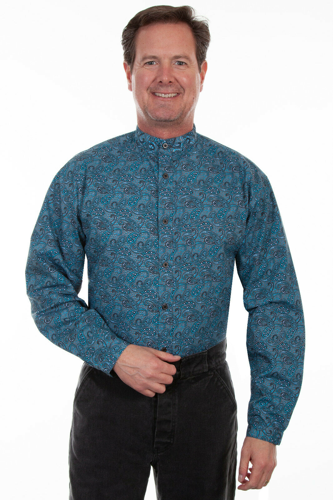 Scully Men's Western 100% Cotton Long Sleeve Paisley Shirt RW297