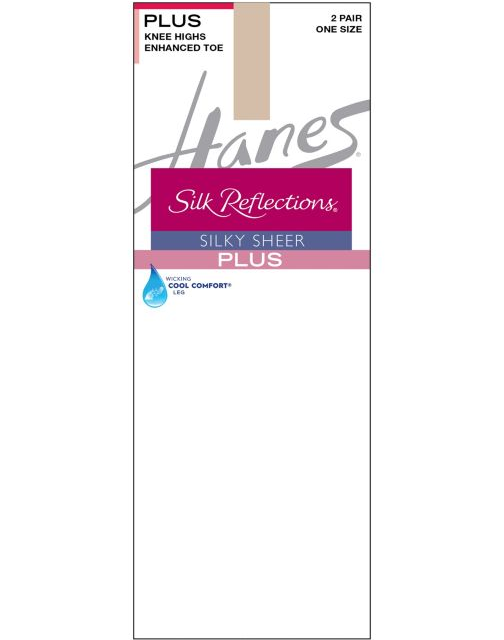 Hanes Silk Reflections Plus Knee Highs Enhanced Toe 00P19