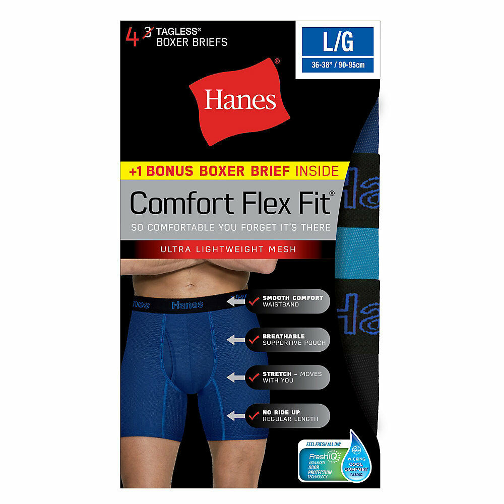 Hanes Men's Comfort Flex Fit® Breathable Mesh Boxer Briefs 4-Pack CFFBP4