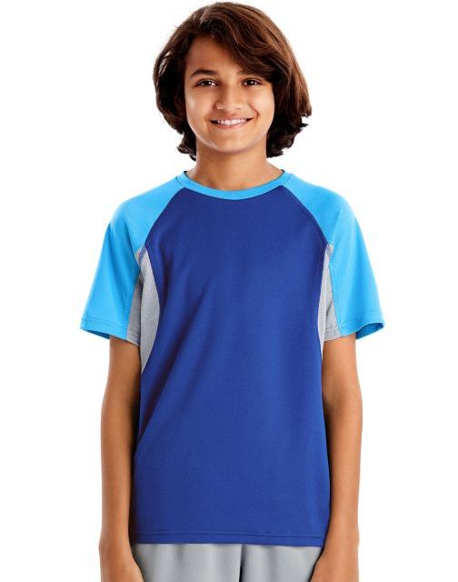 Hanes Sport™ Boys' Performance Tech Mesh Pieced Tee OD182