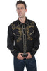 Scully Men's Western Poly/Rayon Longhorn Skull Long Sleeve Shirt P-869
