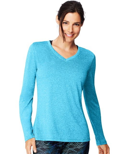 Hanes Sport™ Cool DRI® Women's Performance Long-Sleeve V-Neck T-Shirt O9309