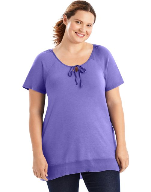 Just My Size Chiffon-Trim Hi-Lo Women's Tunic OJ249