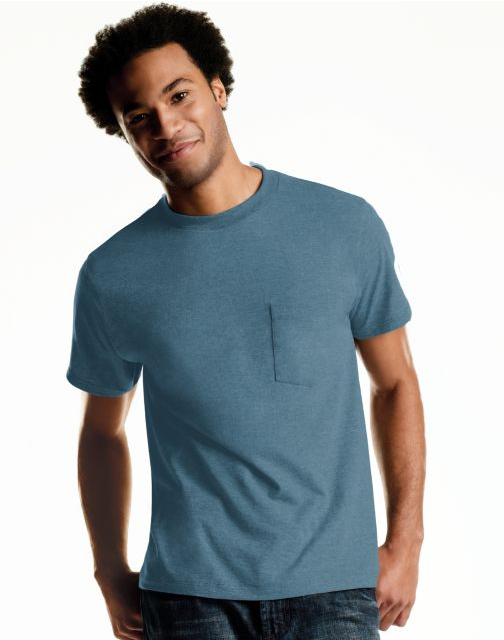 Hanes Men's TAGLESS® ComfortSoft® Dyed Crewneck Pocket T-Shirt 4-Pack 2176A4