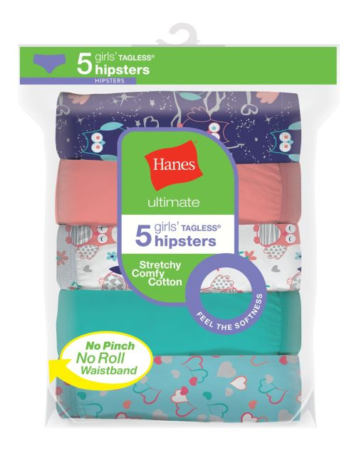 Hanes Ultimate® Girls' Cotton Stretch Hipsters 5-Pack GUCSHP